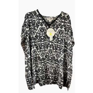 NWT NVELOP S/M  Sun Cover Up Black & White  UVA UVB Protection Bead Accents BOHO